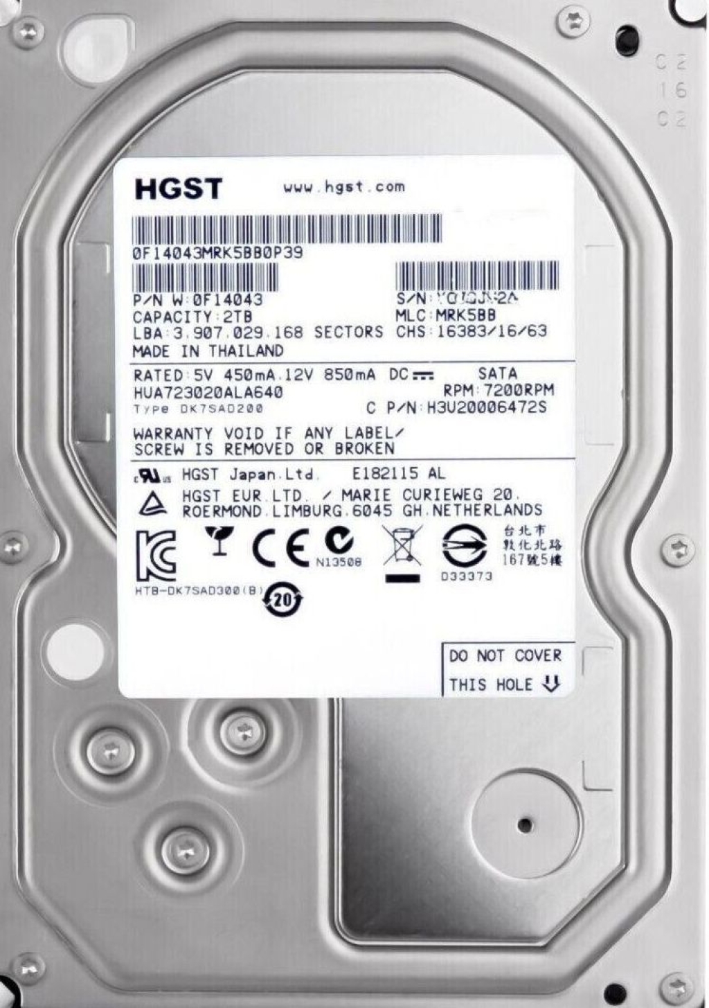 Hitachi HGST HUA723020ALA640 2TB SATA 3,5"