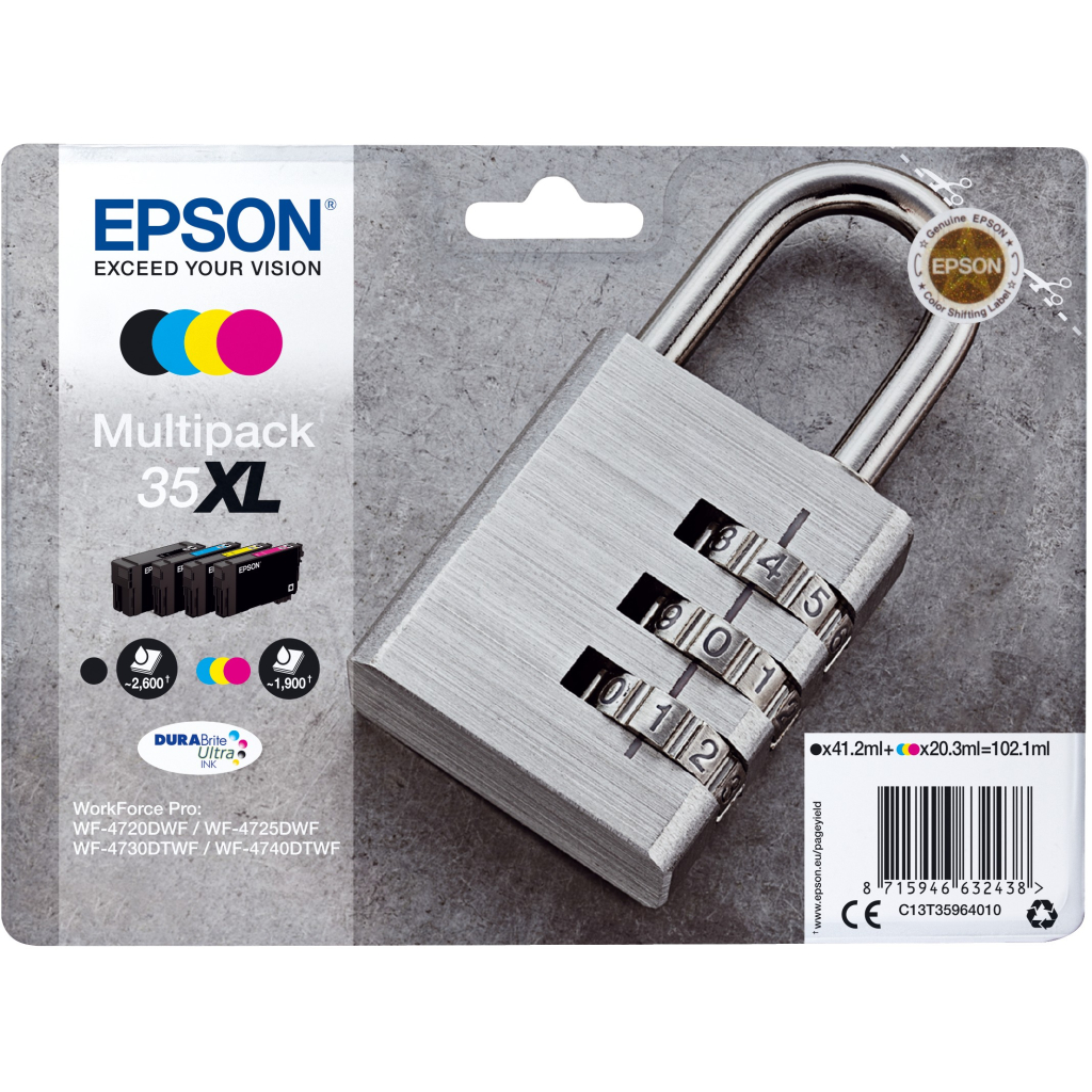 C13T35964010  Epson Padlock Multipack 4-colours 35XL DURABrite Ultra Ink