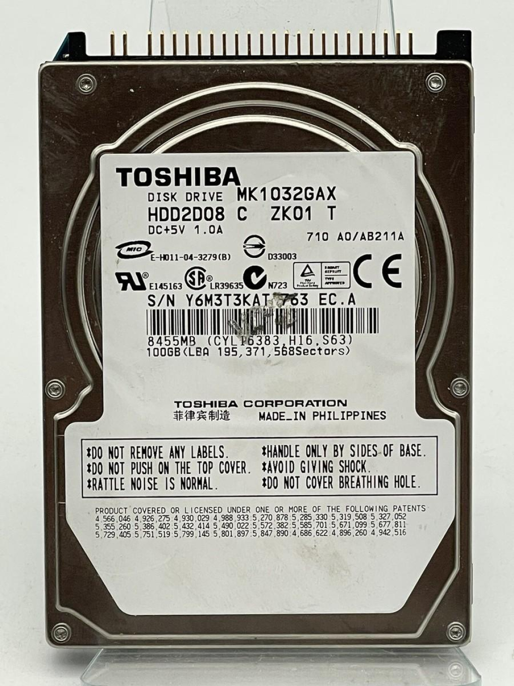 Toshiba MK1032GAX – 100GB 2,5" IDE