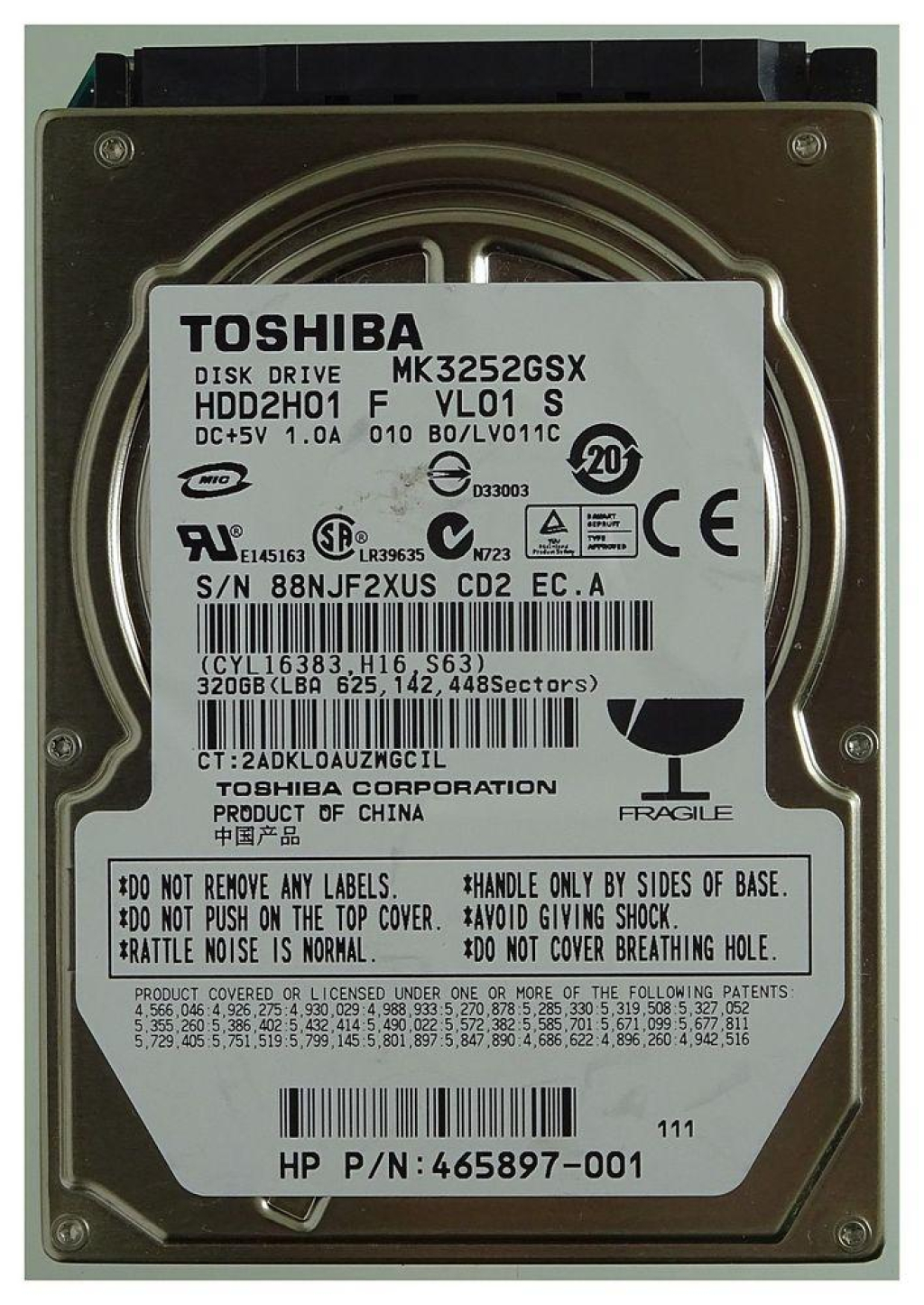 Toshiba MK3252GSX – 320GB 2,5" SATA