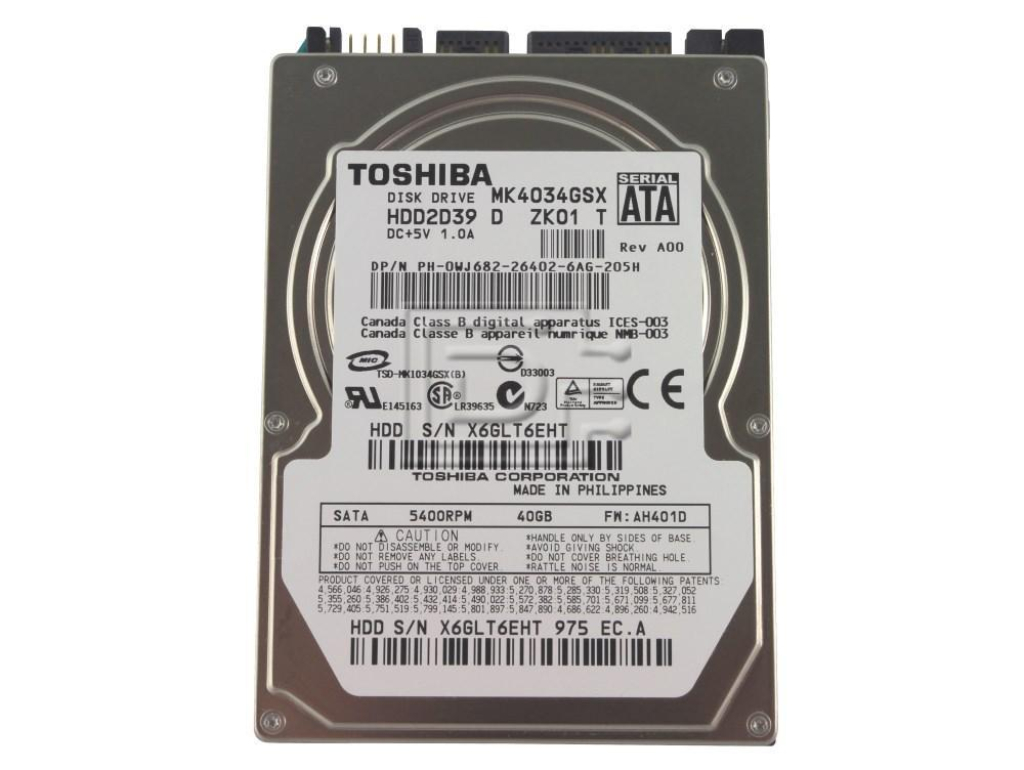 Toshiba MK4024GSX – 40GB 2,5" SATA