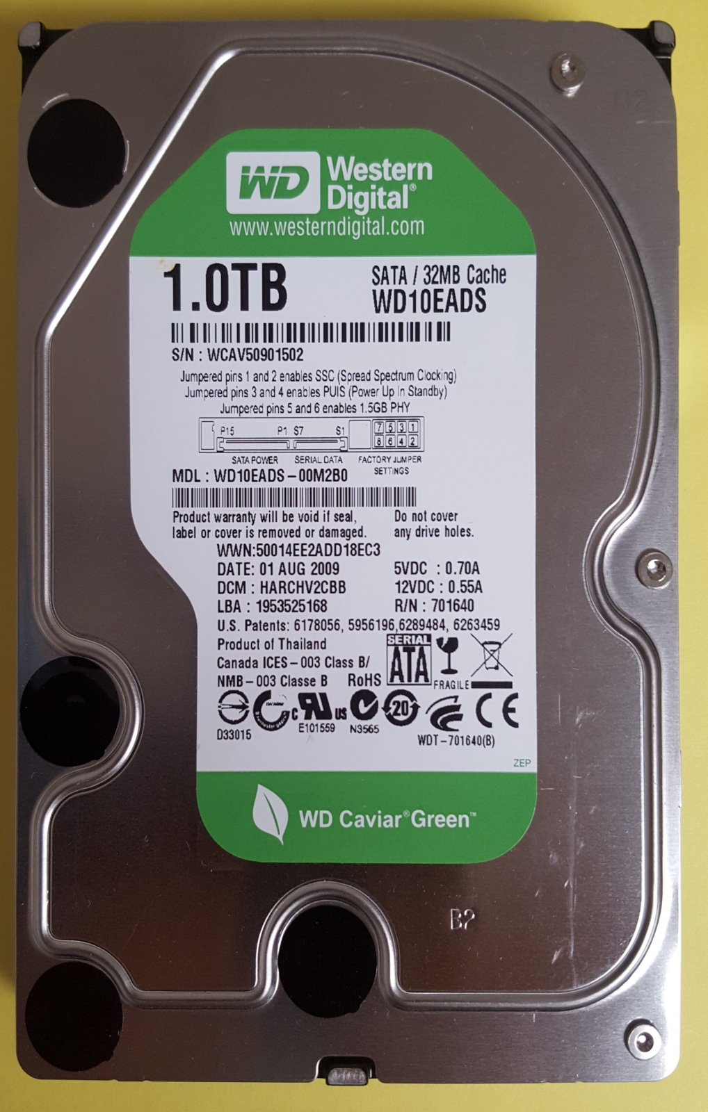 Western Digital WD10EADS 1TB, SATA 3,5"