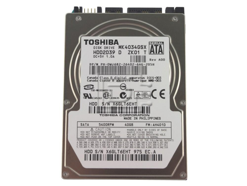 Toshiba MK4024GSX – 40GB 2,5" SATA
