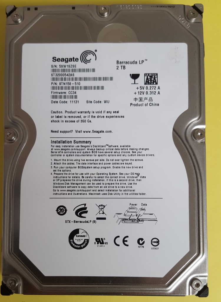 Seagate ST32000542AS 2TB SATA 3,5"
