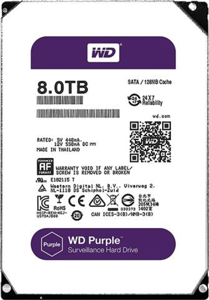 WD82PURZ – 8TB Surveillance HDD (WD Purple)